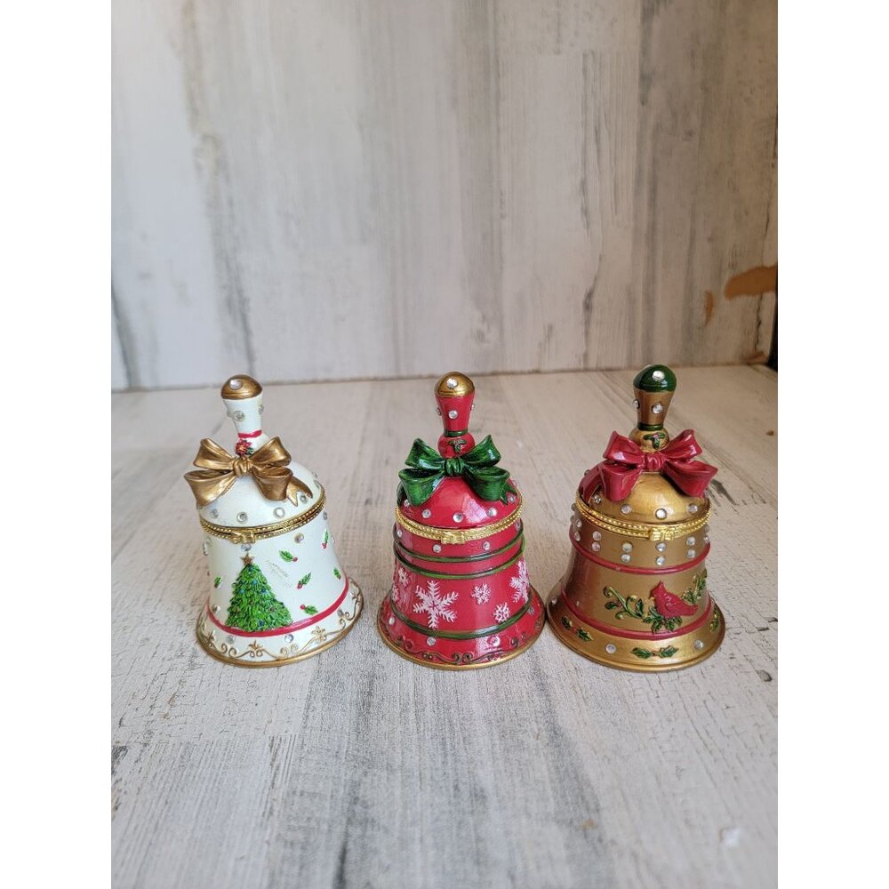 Bell bedazzled trinket‎ box set home decor xmas snowflake